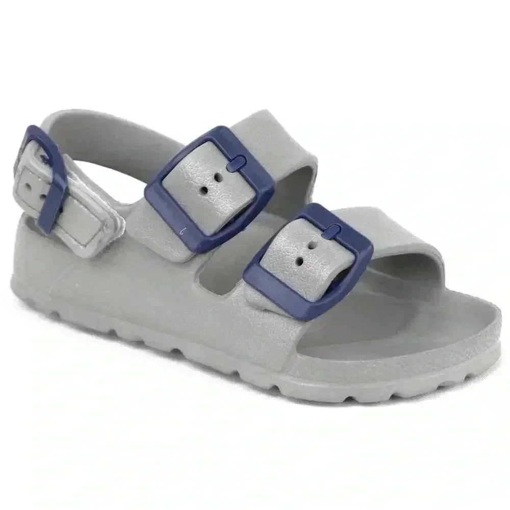 First Steps By Stepping Stones Baby Grey/Blue Sandals.